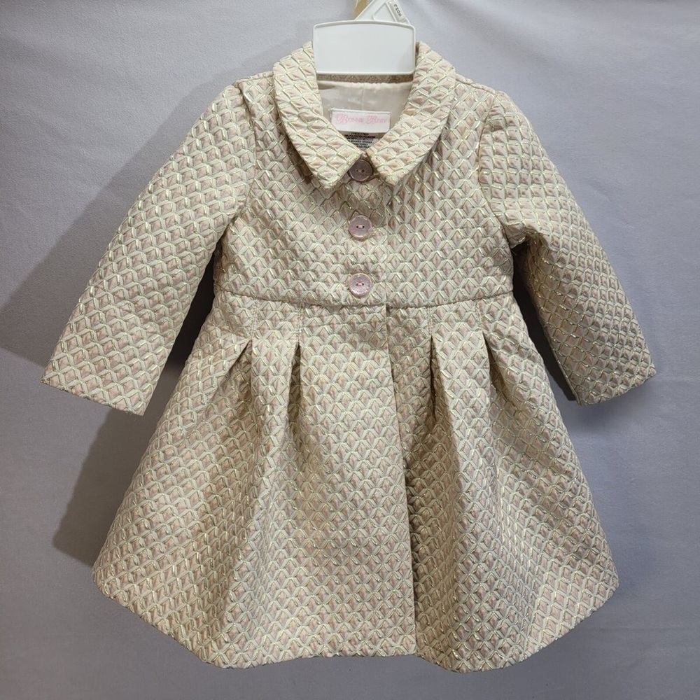 NWOT - Bonnie Baby Jacquard Pearl Button Pleated Jacket - 12M